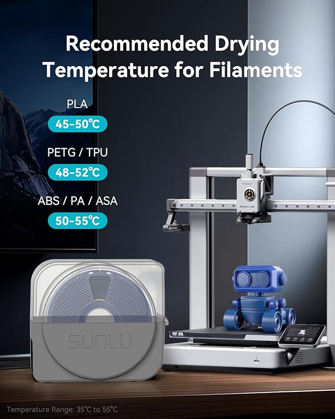 SUNLU S1 Plus Dry Box Grey, 3D Filament Storages with PLA Plus 1.75mm White - Image 6