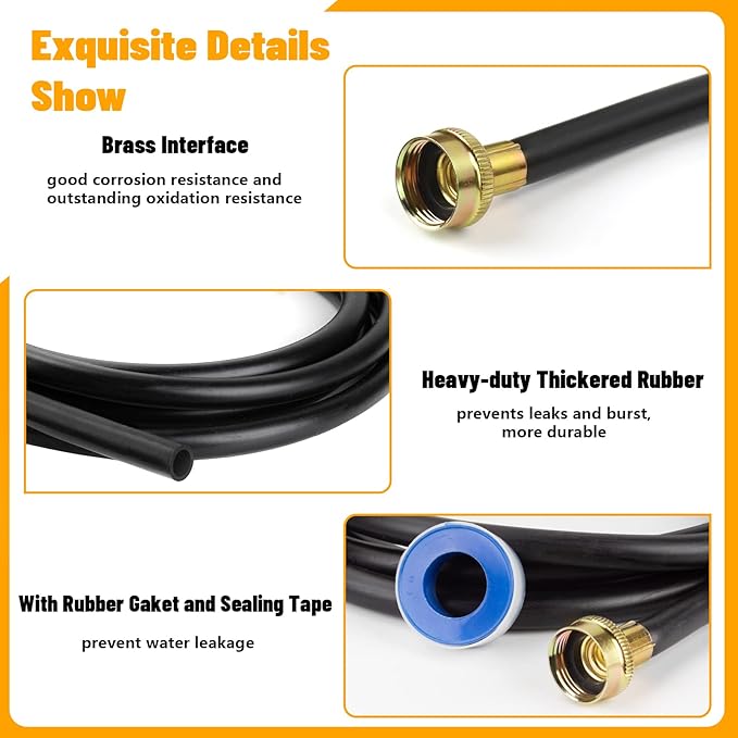 12FT Dehumidifier Drain Hose with 3/4 Inch FHT Connector, 18FFDHMH01 Dehumidifier Hose Compatible with Most Dehumidifier Brands, Corrosion-Resistant Brass Fittings for a Secure, Leak-Proof Connection - Image 4