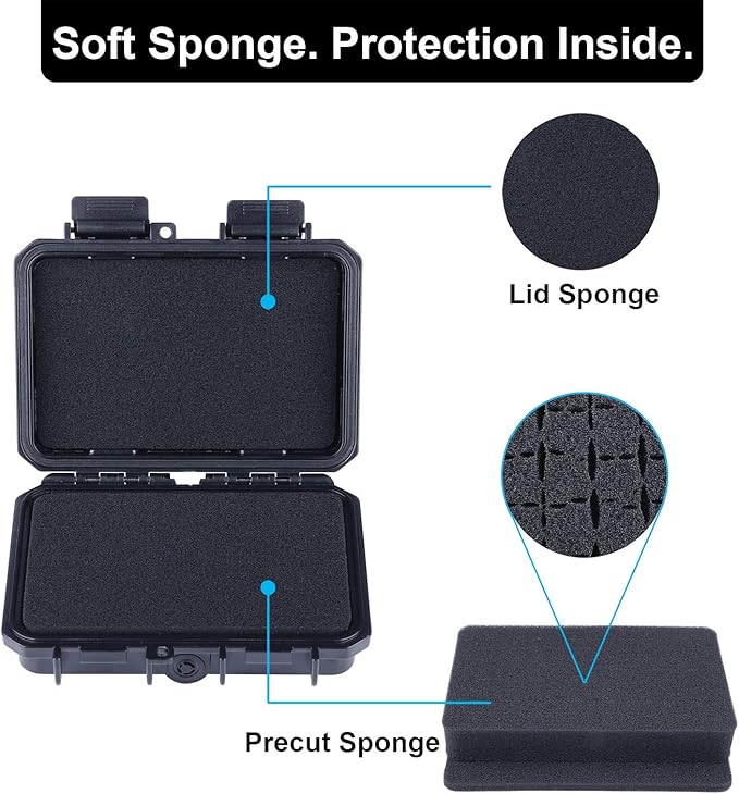 Lykus HC-1410 Mini Hard Case Dry Box with Foam Insert, Interior Size 5.51x3.54x1.46 inch, IP66 Splash-Proof, Suitable for cellphone, keys, cards, and small items - Image 2