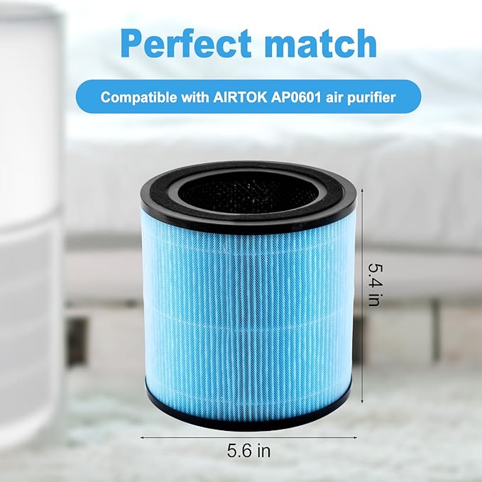 2 Pcs Replacement Filters, 4 in 1 True Filters High Efficiency Activated Carbon Filter Compatible with Airtok Ap0601 Air Purifier - Image 2