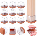 16PCS Square Chair Leg Floor Protectors, Felt Furniture Pads for Hardwood Floors, Clear Silicone Chair Covers, Large Floor Protectors for Furniture Legs, No Scratches and Noise(Fit:1"-1.4") by GAGUIUP