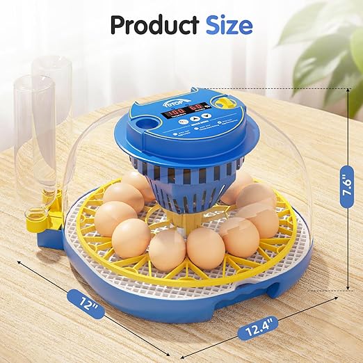 Chicken Egg Incubators for Hatching Eggs, 12 Egg Incubator with Automatic Egg Turning and Humidity Control – Chicken Incubators for Hatching Eggs with 360° View/Candler/Water Bottle Refill/Air Vent - Image 2
