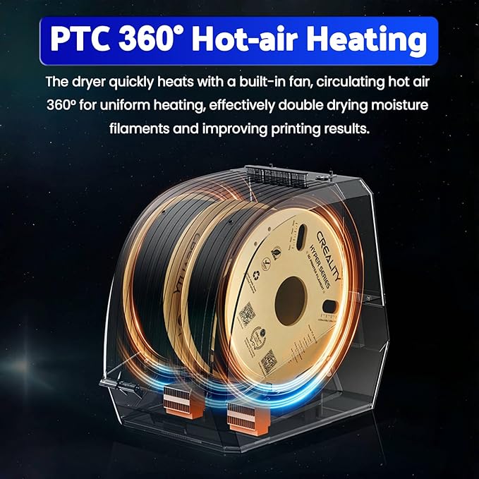 Creality Official Space Pi Filament Dryer Plus, 3D Printer Filament Dryer Box with 4" Touchscreen & PTC 360° Heating, One-Key Setting for 1.75/2.85mm PLA PETG ABS TPU Nylon (Double Rolls) - Image 6
