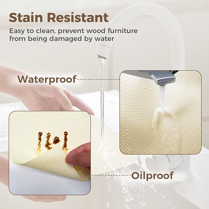 100% EVA Shelf Liner for Kitchen Cabinet, 24" x 240" Drawer Liners Non Adhesive Non Slip Waterproof Plastic Paper, Dresser Pantry Bathroom Refrigerator Protector, Cream - Image 5