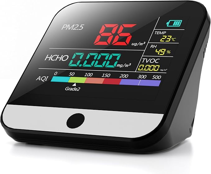 Xoopon 13 in 1 Air Quality Monitor Indoor Portable PM1|PM2.5|PM10|TVOC|Formaldehyde|Temp|Humidity and 6AQI Detector with Beep Alarm,Easy to Use,Highly Accurate Air Quality Tester for Home,Office by Xoopon