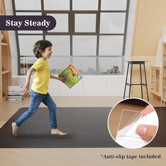 8'×10' Black Floor Mat for Under Kitchen Table, Waterpoof Easy Cleaning Plastic Area Rug Protector Cover, No Spill Easy Flat Floor Protector for Living Room, Art Studio - Image 5