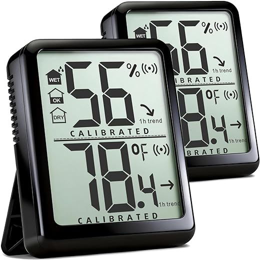 Antonki 2 Pack Room Thermometer Small Hygrometer Indoor Humidity Monitor Sensor, Digital Temperature and Humidity Meter Gauge for Home, Baby Nursery, Reptile, Greenhouse - Battery Included by Antonki