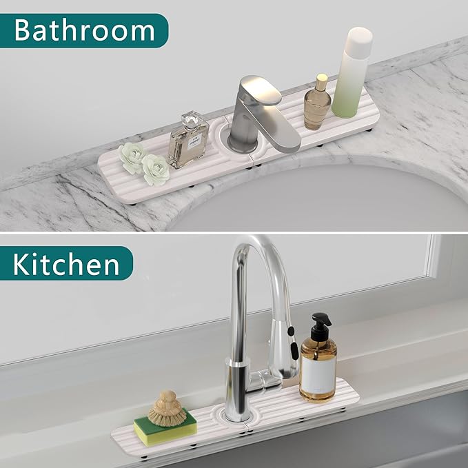 Faucet Mat for Kitchen Sink - 23.6 x 4inch Faucet Splash Guard for Bathroom Counter, Absorbent Diatomite Mat, Fast Drying Stone Sink Tray, Prevents Moisture Buildup - Image 5