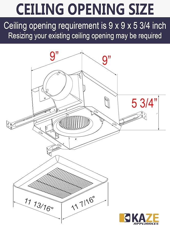 SNP100 | 100 CFM | 0.8 Sone | Energy Star Certified | No Attic Access Required | Bathroom Ventilation Exhaust Extractor Fan - Image 7