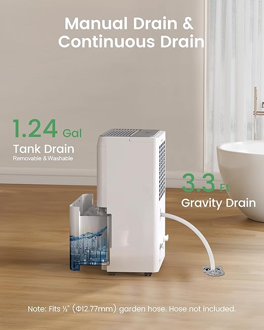 Waykar 150 Pint Energy Star Dehumidifier for Large Rooms up to 7,000 Sq. Ft. for Home, Basement, Commercial, Industrial, with Drain Hose & Tank, Auto Defrost, Ultra Quiet, Smart Auto Comfort Mode - Image 7