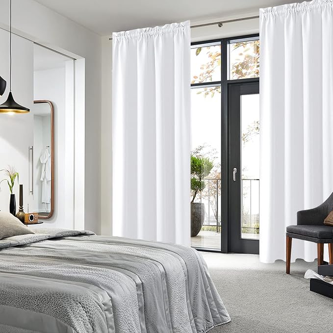 DWCN White Curtains for Living Room Thermal Insulated, 50% Light Blocking Curtains for Bedroom, Dining Room Window, W 52x L 84 Inch, Set of 2 Rod Pocket Curtain Panels - Image 3