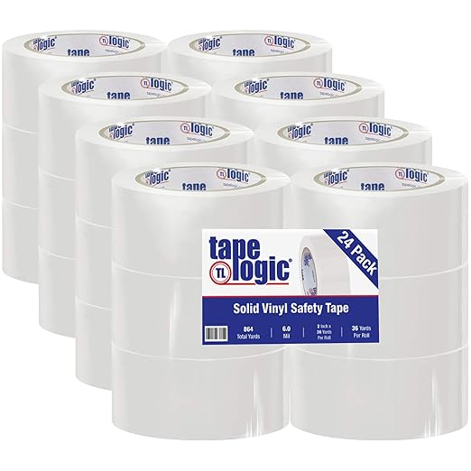 Aviditi Tape Logic Multipurpose Solid Vinyl Safety Tape, (Bulk Pack of 24) 2 Inch x 36 Yards, White, Heavy-Duty 6 Mil Thick - Moisture/Grease Resistant, Floor Marking and Social Distancing by Aviditi