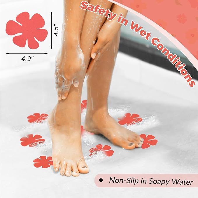 S&X Non Slip Bathtub Stickers,Pack of 12 PCS Lucky Flower Shower Floor Non Slip Stickers –Comfortable Grip On Slipper Surfaces - Image 3