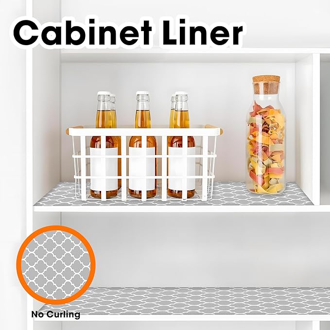 Drawer and Shelf Liner for Kitchen Cabinets Non-Adhesive Cabinet Liners for Shelves Strong Grip Non Slip Waterproof Cupboard Liner for Dresser Refrigerator, Bathroom, Flower,17.5IN X 10FT - Image 8