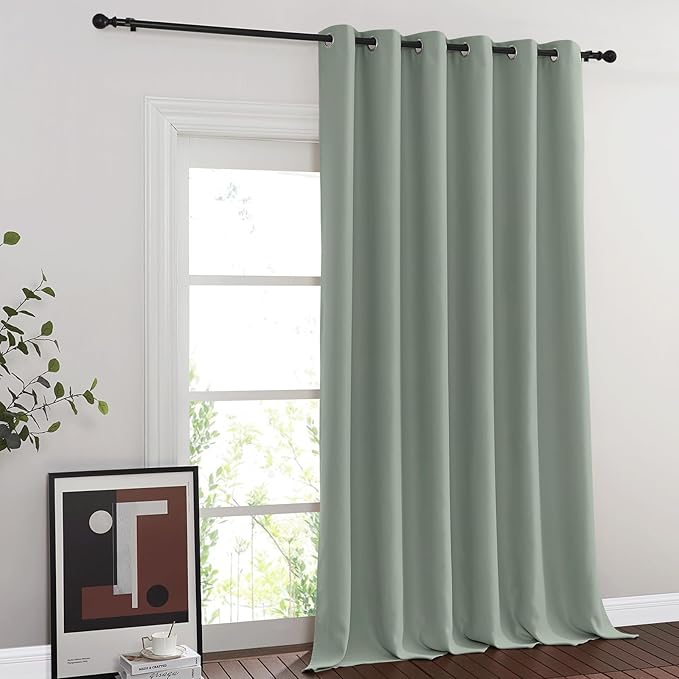 NICETOWN Blackout Sage Green Living Room Divider Curtain for Bedroom, Thermal Insulated Grommet Room Darkening Window Treatment Sound Dampening, W80 x L90, 1 Panel - Image 2