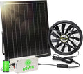 Solar Exhaust Fan with Battery, 40W 10" Solar Powered Fans for Greenhouse with 60Wh Battery Run Day & Night, Solar Vent Fan for Shed Chicken Coop Dog House Outside, Waterproof & Low Noise by SolarStreetLight
