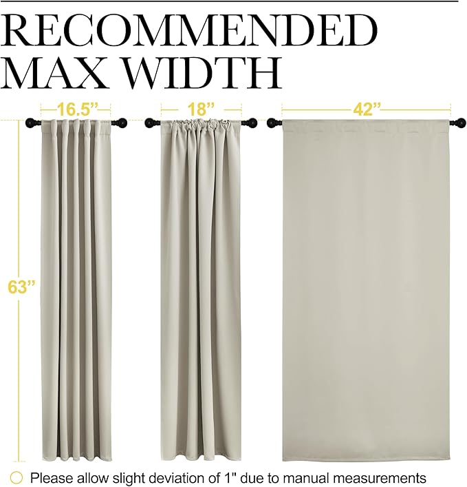NICETOWN Blackout Curtain Panels for Living Room - (Natural Color) 42x63 Inch, 2 Panels Set, Thermal Insulated Room Darkening Blackout Drapes/Draperies with Rod Pocket & Back Tab for Window - Image 7