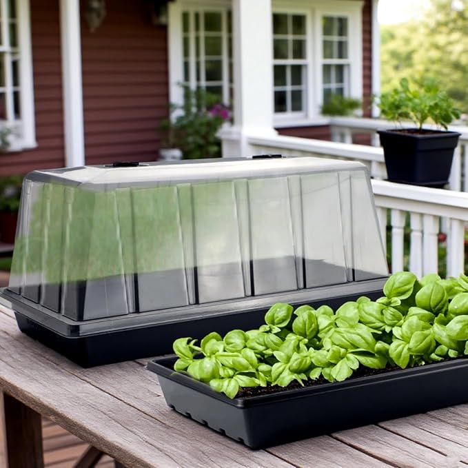 4-Pack 1020 Seed Starter Trays with 7.3'' Humidity Domes & 2-Pack Heat Mats – Heavy-Duty Seedling Trays with Adjustable Domes & Waterproof Heating Mats for Optimal Germination & Cloning Propagation - Image 9