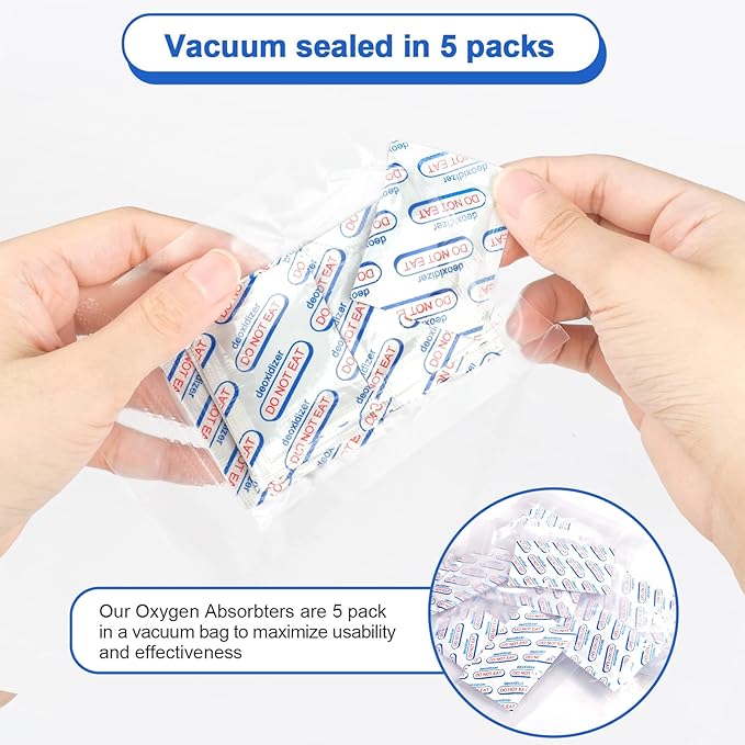 500cc Oxygen Absorbers for Food Storage - 100 Count (20x Packs of 5) - for Long Term Food Storage & Survival, Mylar Bags, Canning, Harvest Right Freeze Dryer, Dehydrated, and Preserved Foods - Image 2