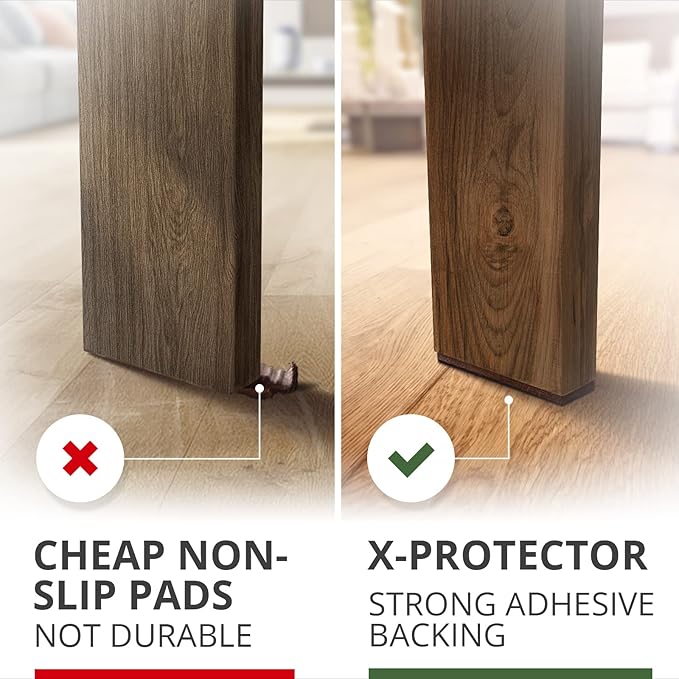 X-PROTECTOR Non-Slip Furniture Pads 8 PCS 1” x 4” - Rubber Furniture Grippers - Self-Adhesive Floor Protectors Grips for Furniture Feet! - Image 4