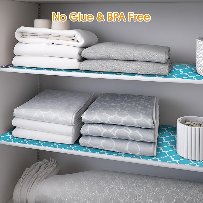 Shelf and Drawer Liner for Kitchen Cabinets Non-Adhesive, Strong Grip Non-Slip Thickened Cabinet Liners for Shelves, Waterproof Mats for Dresser Cupboard, Green/White, 12 in x 30 Feet - Image 6