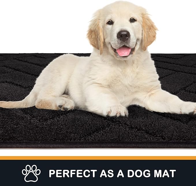 PURRUGS Dirt Trapping Door Mat 20" x 31.5", Non-Slip Machine Washable Entry Rug, Dog Doormat, Indoor Front Door Mat, Super Absorbent Entryway Rug for Muddy Shoes & Paws, Black - Image 6