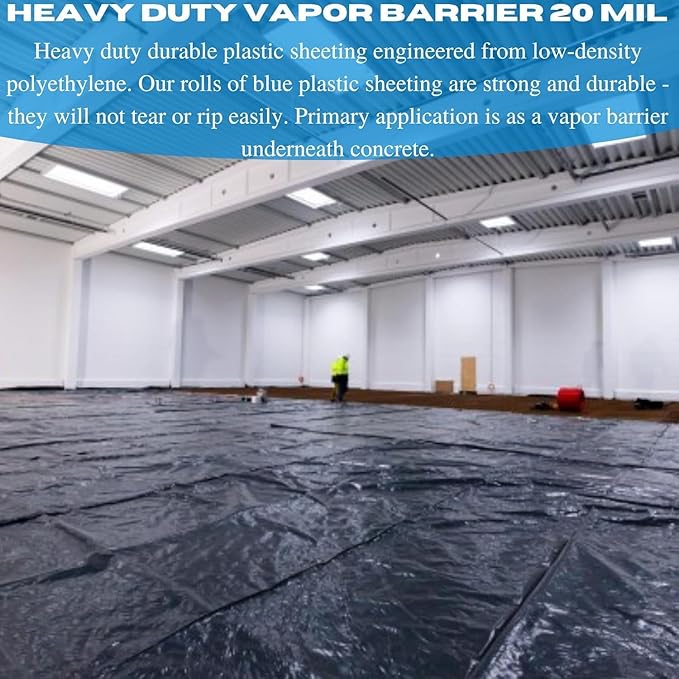 Vapor Barrier Supply - Black/White Plastic Sheeting - 20 mil - Dura Smooth, Thick Plastic Sheeting, Drop Cloth, Vapor Barrier Covering for Crawl Space, Low Density Polyethylene (6' x 30'), VBSDS20 - Image 3