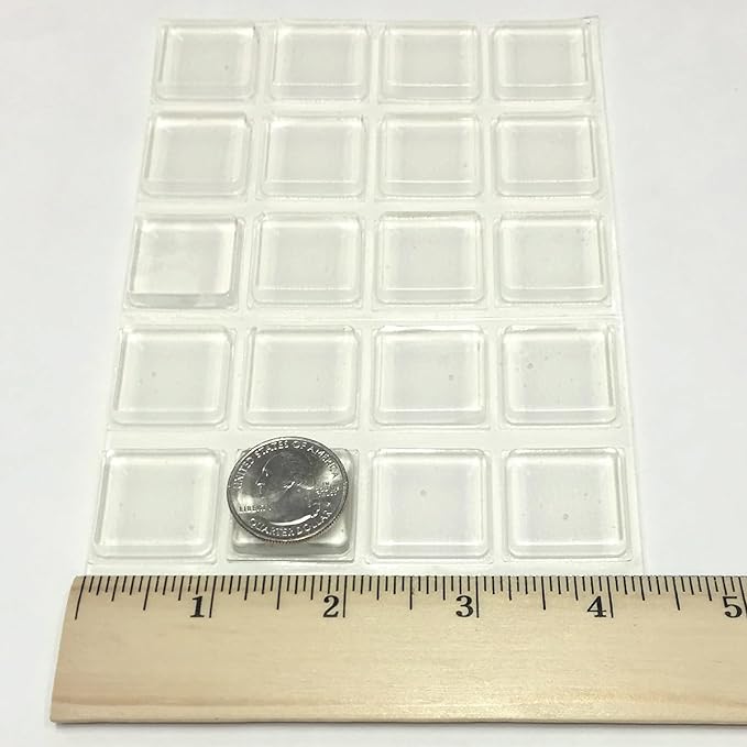 Clear Rubber Bumpers Large - Rubber Feet for Cutting Boards - Glass Table Top Bumpers, Picture Frame Spacers, Self Adhesive Furniture Pads - 1 Inch Square Self Stick Pads - 40 PCs - Image 8