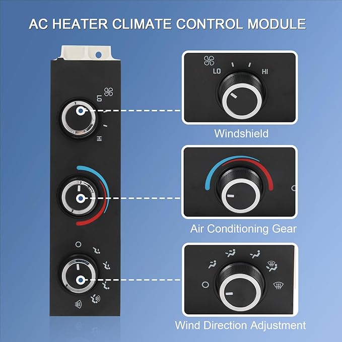 Front A/C Heater Climate Control Module Compatible with 2001-2014 Chevrolet Express 1500 GMC Savana 1500 2001-2021 Chevrolet Express 2500 3500 GMC Savana 2500 3500 Replace# 599-293, ‎15773676 - Image 4
