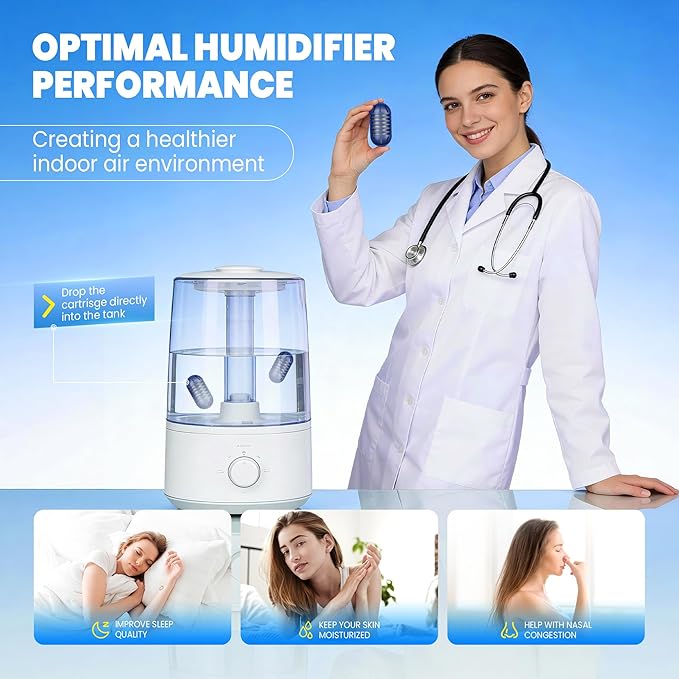 Demineralization Cartridge for Ultrasonic Humidifiers, Prevent Hard Water Build-Up, Reduces White Dust, Purifies Water Pack of 12 - Image 3