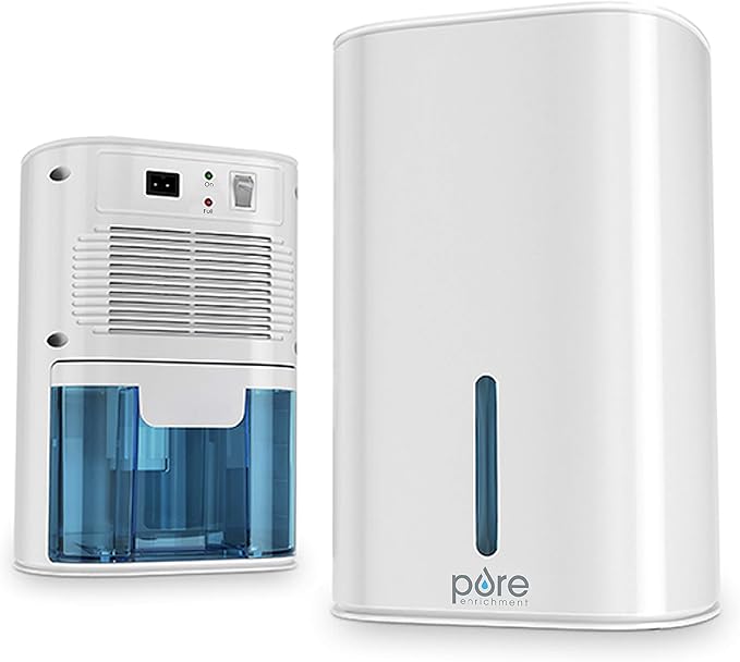 Pure Enrichment PureDry Mini Dehumidifier - 27oz Compact Water Tank Eliminates 300ml/day of Excess Moisture from Closets, Bathrooms, Boats, Kitchens, and Other Small Rooms and Living Spaces by PureEnrichment