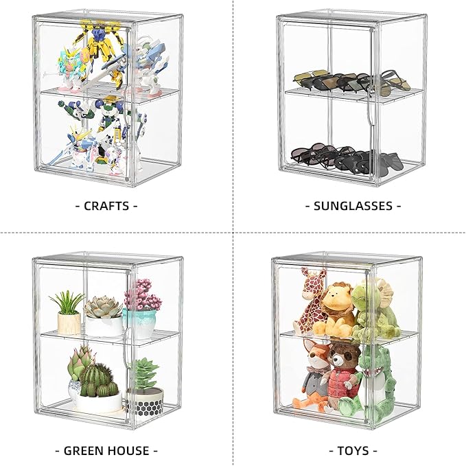 Clear Acrylic Display Case, Super Large Stackable Storage Bins Magnetic Attraction Lids, Acrylic Box with Compartment Divider for Collectibles, Figures, Cosmetic, Purse, Handbag, Wallet, 1 Pack - Image 5