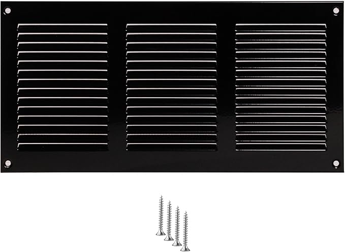 10x4 Vent Cover (Duct Opening) - Black HVAC Return Air Grille for Wall and Ceiling - Metal AC Vent Cover with Mesh - Rectangular Ventilation Register - External Dimensions: 11.81" W x 5.91" H by TURvent