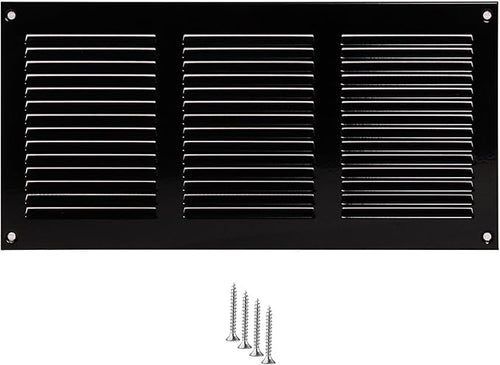 10x4 Vent Cover (Duct Opening) - Black HVAC Return Air Grille for Wall and Ceiling - Metal AC Vent Cover with Mesh - Rectangular Ventilation Register - External Dimensions: 11.81" W x 5.91" H by TURvent