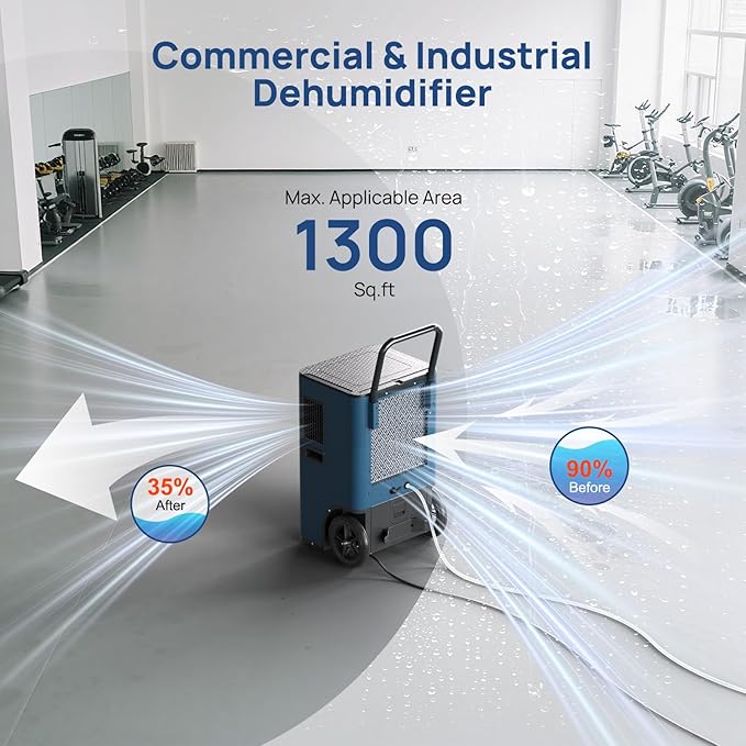 ARGENDON Commercial Dehumidifier with Pump for Basement, 110 Pints Heavy Duty Industrial Dehumidifiers on Wheels with Drain Hose for Water Damage Restoration, Large Room Space, Garage, AUTO Defrost - Image 4