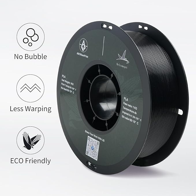 PLA 3D Printer Filament, Dimensional Accuracy +/- 0.02 mm, 1 kg Spool(2.2lbs), 1.75 mm，Black - Image 3