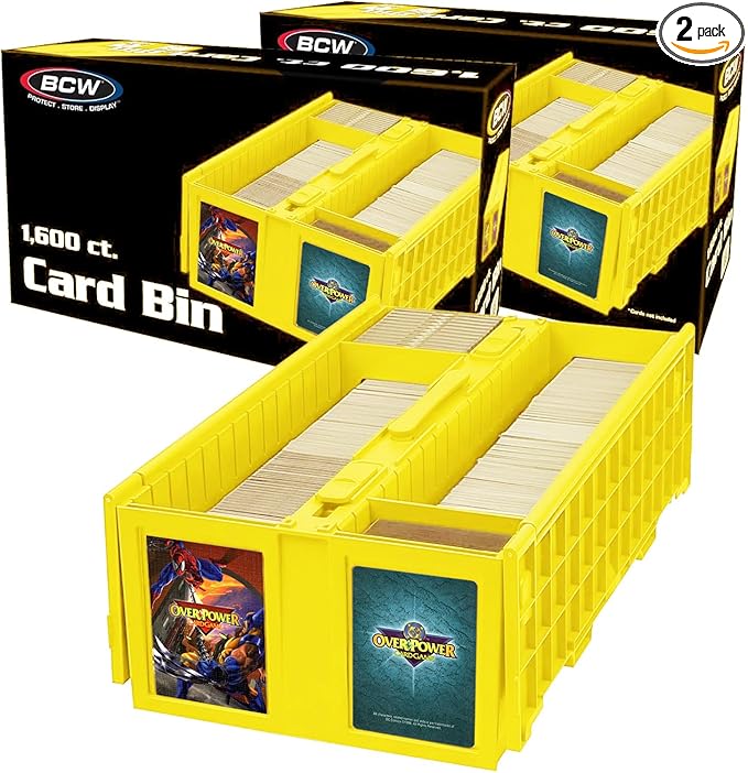 BCW Collectible Card Bin - Holds up to 1600 Cards - Yellow | Large Storage Box for Loose Trading Cards | Pokemon, MTG, and Storage Boxes - Pack of 2 by BCW
