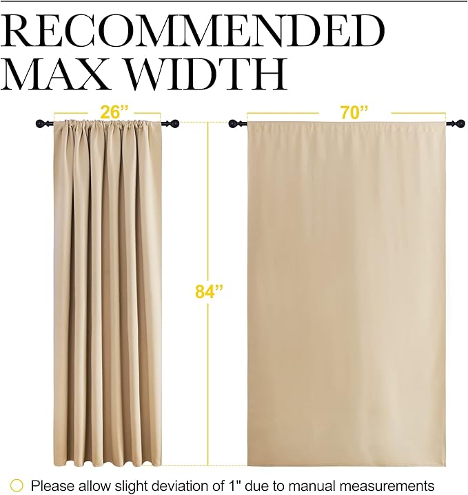 NICETOWN Room Darkening Curtains for Bedroom - Triple Weave Home Decoration Thermal Insulated Solid Drapes for Kitchen (Biscotti Beige, Set of 2 Panels, 70 x 84 Inch) - Image 6