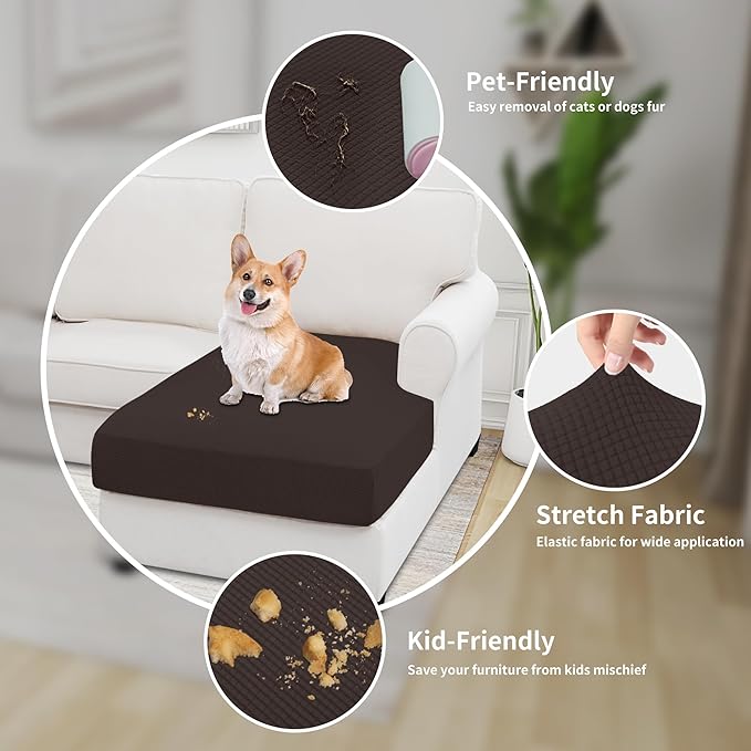 Easy-Going Stretch Sectional Couch Covers 1 Piece Chaise Lounge Slipcover L Shape Separate Cushion Couch Seat Chaise Cover for Both Left/Right Sectional Couch Chocolate - Image 4