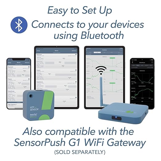 SensorPush HTP.xw Smart Temperature Sensor & Humidity Sensor - Thermometer, Barometer, & Hygrometer w/App Monitoring - Premium Heat Index, Barometric Pressure Gauge, Temperature and Humidity Monitor - Image 8
