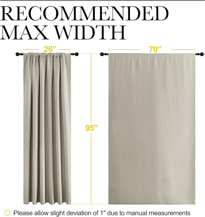 NICETOWN 2 Panels Blackout Curtains, Rod Pocket Thermal Insulated Drapess for Bedroom, Privacy Protection Easy-Care Heavy Duty Curtains for Living Room/Dining Room, W70 x L95 inches, Natural - Image 6