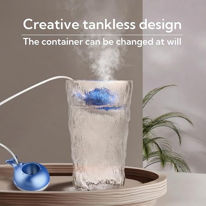 Portable Small Humidifier Dual Nozzle - Large Cool Mist Humidifiers Double Spray Ports, Water Shortage Protection, Ultra-Quiet, Mini Humidifier for Bedroom Plants Office Car Travel (Whale Tankless) - Image 3