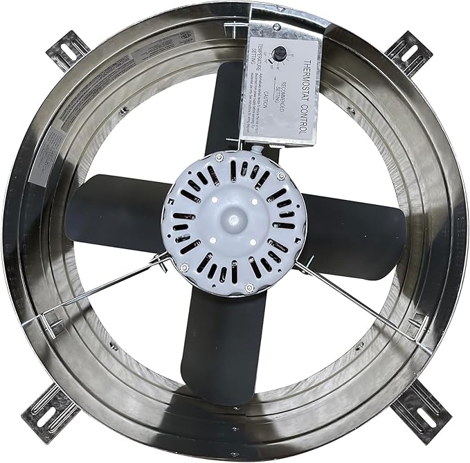 iLiving ILG8G14-12T Automatic Gable Mount Attic Ventilator Fan with Adjustable Thermostat, 2.85 Amp, 2339 CFM, Single-Speed | Automatic, 2339 CFM, 3.10 Amp, Single-Speed by iLiving