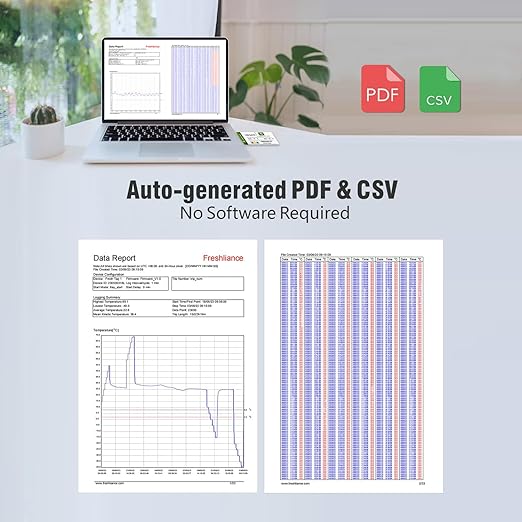 Freshliance 50pack Temperature Data Logger USB Disposable Temperature Recorder with 30000 Points, Auto PDF CSV Reports High Accuracy 30days Single Use for Frozen Transportation Cold Chain Fresh Tag 1 - Image 6