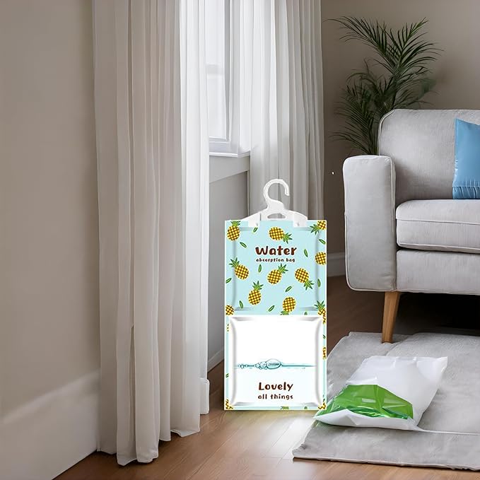 Hanging Moisture Absorber,Hanging Dehumidifier Bags for Closet,Bedroom and Kitchen,Fragrance Free-5 Packs,Moisture Absorb(Pineapple) - Image 3