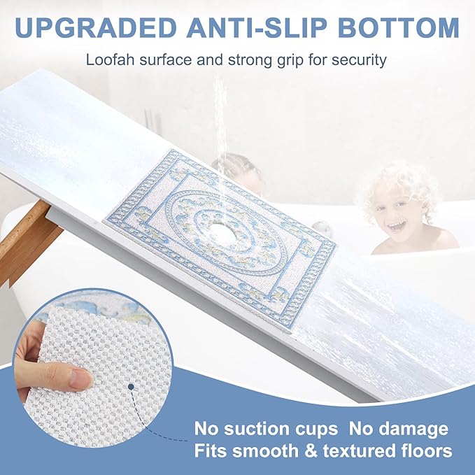 Square Shower Mat Non Slip: 32x32 Inch Extra Large Shower Mats with Drain Hole in Middle -Anti Slip Shower Mats for Inside Shower -Loofah Shower Floor Mat Bath Mat for Shower Stall Bathtub Elderly - Image 4