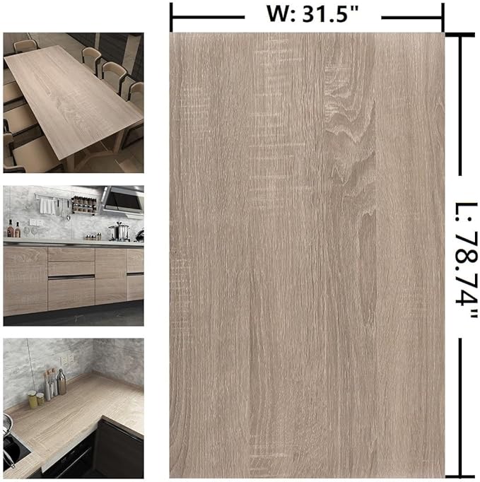 31.5"x78.74" Oak Wood Peel and Stick Wallpaper Gray Wood Look Contact Paper for Countertops Waterproof Self Adhesive Removable Wood Grain Contact Paper for Classroom Office Furniture Wooden Vinyl Wrap - Image 7