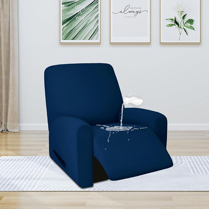 PureFit 100% Dual Waterproof Recliner Cover, Waterproof Couch Cover for Recliner - Stretch Non Slip Fleece Sofa Covers Washable, Leakproof Furniture Protector for Kids, Pets, Dog (Recliner, Navy) - Image 2
