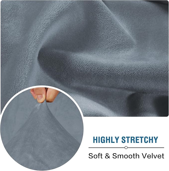 H.VERSAILTEX Velvet Stretch Individual Couch Cushion Cover Plush Cushion Slipcover for Loveseat Sofa Cushion Furniture Protector Seat Cushion Sofa Cover (1 Piece Sofa Cushion Cover, Stone Blue) - Image 5