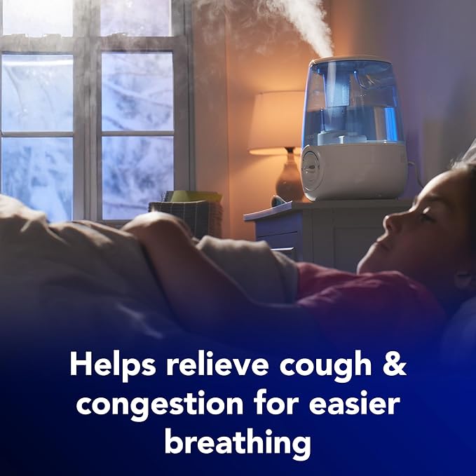 Vicks Filter-Free Ultrasonic Humidifier, Recommended by Pediatricians*, 1.2 Gal Ultrasonic Cool Mist Humidifiers for Bedrooms & Kids Rooms, Works with Vicks VapoPads - Image 3